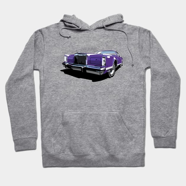 1970s Lincoln Continental in purple Hoodie by candcretro